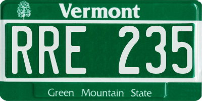VT license plate RRE235