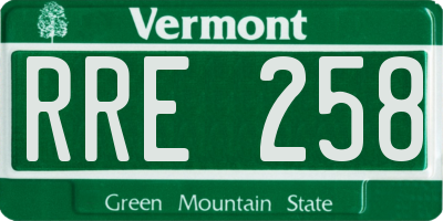 VT license plate RRE258