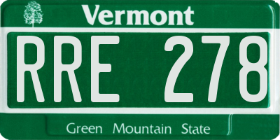 VT license plate RRE278