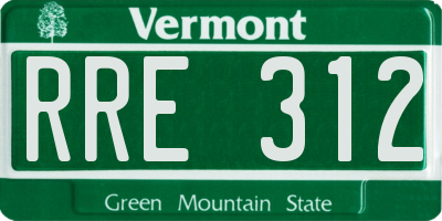 VT license plate RRE312