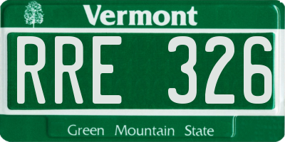 VT license plate RRE326