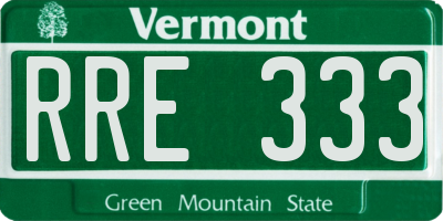 VT license plate RRE333