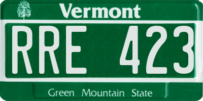 VT license plate RRE423