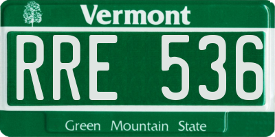 VT license plate RRE536