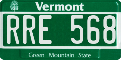 VT license plate RRE568