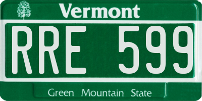 VT license plate RRE599