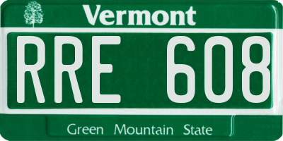 VT license plate RRE608