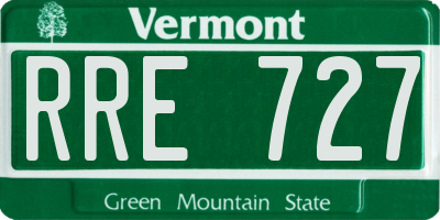 VT license plate RRE727