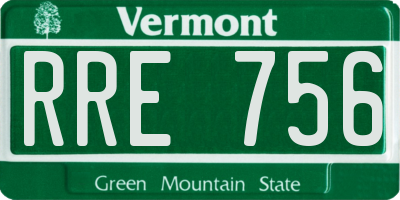 VT license plate RRE756
