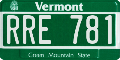 VT license plate RRE781