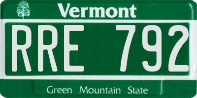 VT license plate RRE792