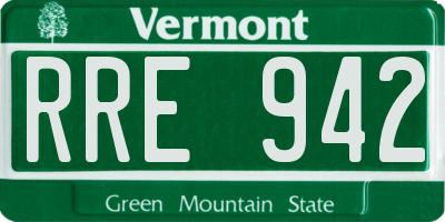 VT license plate RRE942