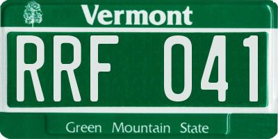 VT license plate RRF041