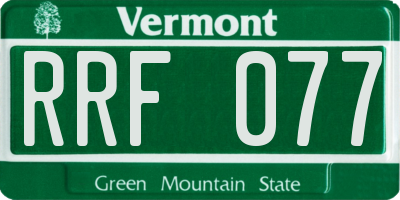 VT license plate RRF077