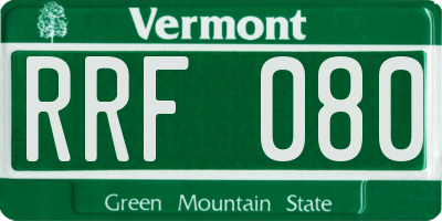 VT license plate RRF080