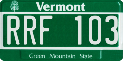VT license plate RRF103