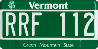 VT license plate RRF112
