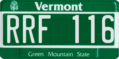 VT license plate RRF116