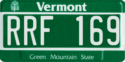 VT license plate RRF169