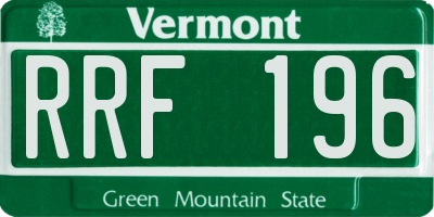 VT license plate RRF196