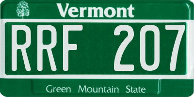 VT license plate RRF207
