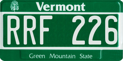 VT license plate RRF226