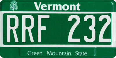 VT license plate RRF232