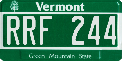 VT license plate RRF244