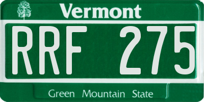 VT license plate RRF275