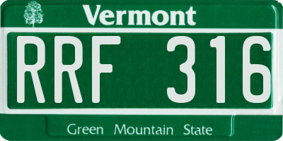VT license plate RRF316