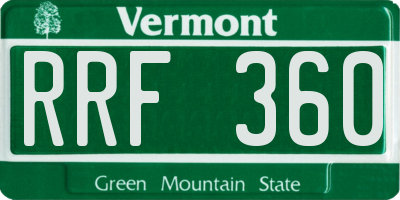 VT license plate RRF360