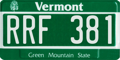 VT license plate RRF381