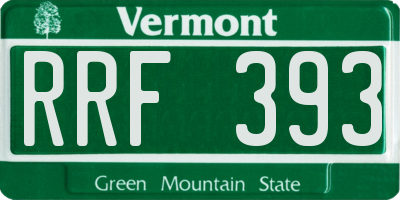 VT license plate RRF393