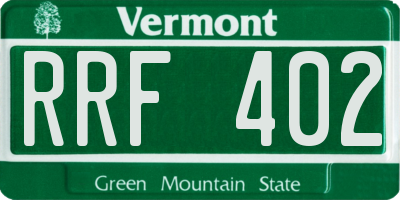 VT license plate RRF402