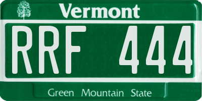 VT license plate RRF444