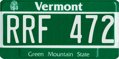 VT license plate RRF472