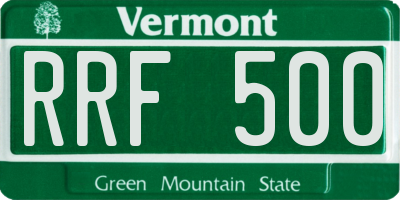VT license plate RRF500
