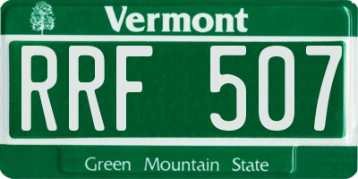 VT license plate RRF507