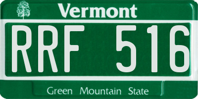 VT license plate RRF516