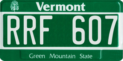VT license plate RRF607