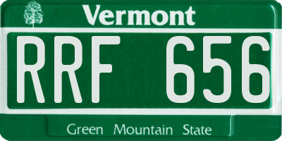 VT license plate RRF656
