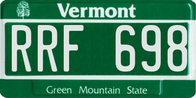 VT license plate RRF698