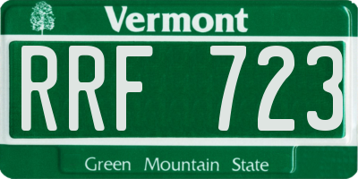 VT license plate RRF723