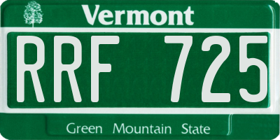 VT license plate RRF725