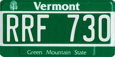 VT license plate RRF730