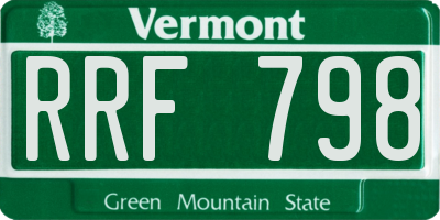 VT license plate RRF798