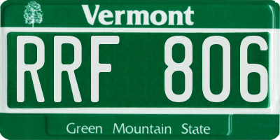 VT license plate RRF806