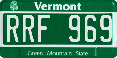 VT license plate RRF969