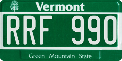 VT license plate RRF990