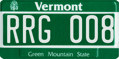 VT license plate RRG008